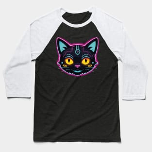 neon cyberpunk cat graphic Baseball T-Shirt